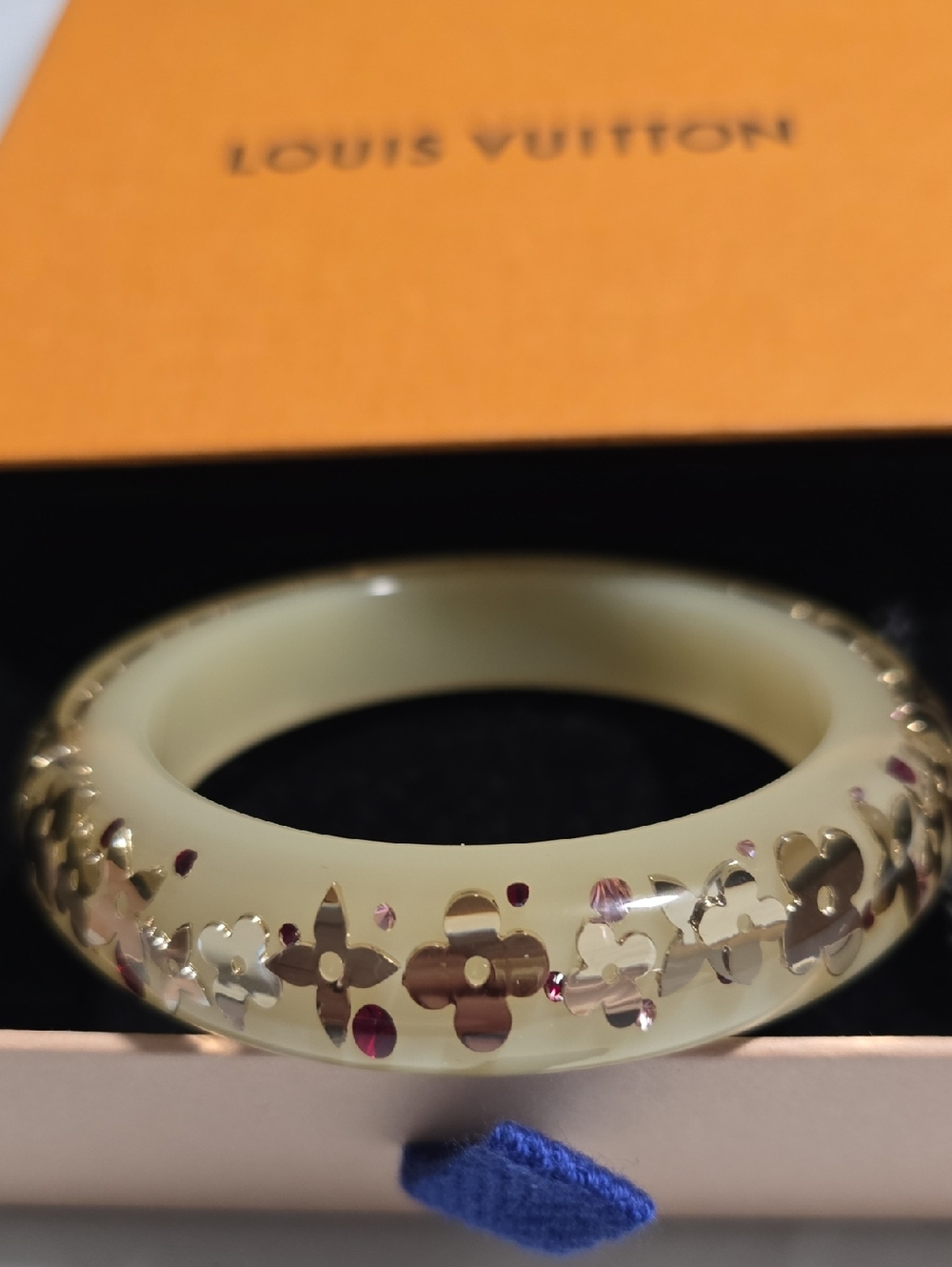 Louis Vuitton Cream Resin Monogram Bangle with Gold Accents